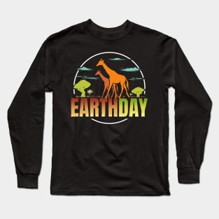 Logo Africa Giraffes In Savannah For Earth Day Long Sleeve T-Shirt